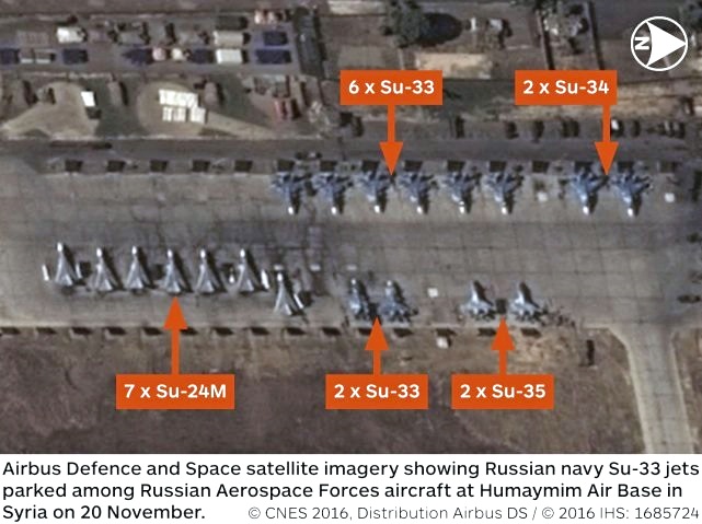 Су-33 с «Адмирала Кузнецова» на авиабазе Хмеймим: шпионский снимок