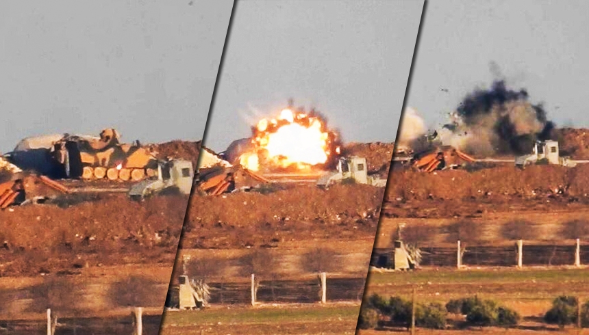 Боевики засняли ракетное уничтожение турецкой амфибии под Аль-Бабом
