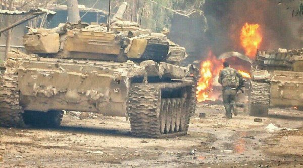 Танки и ракеты Армии Сирии отправляют в ад боевиков в Дамаске