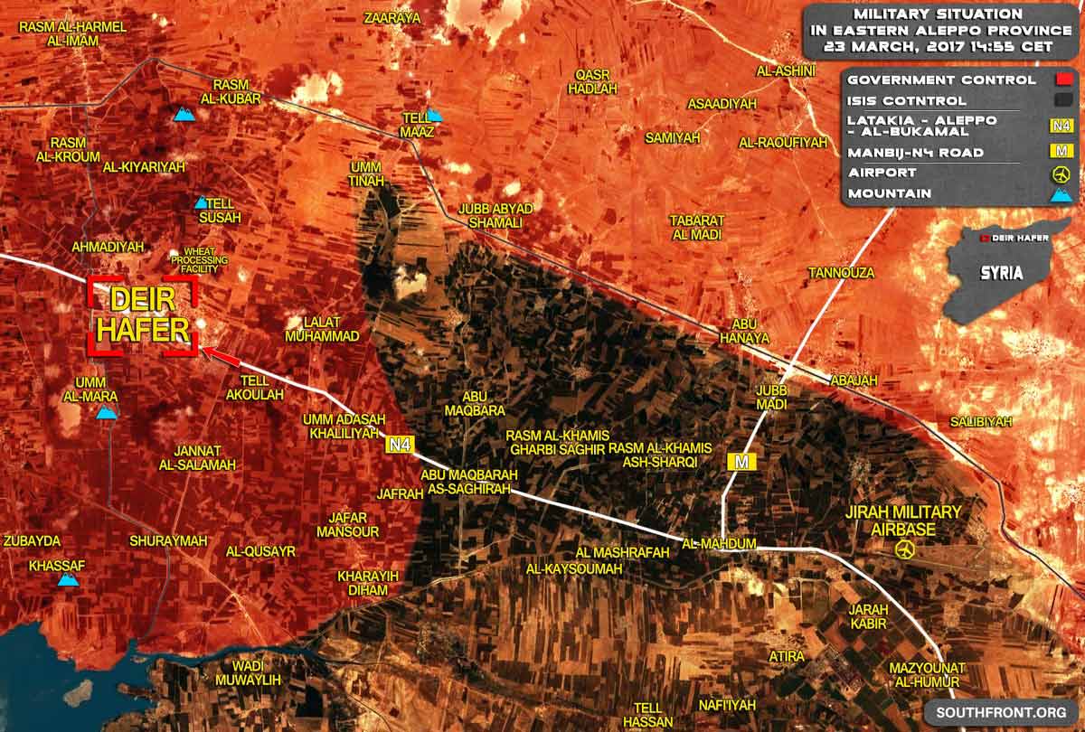 Сирийская армия взяла Дейр Хафер и наступает на востоке провинции Алеппо