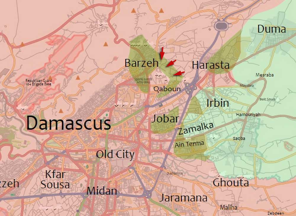 Сирийская армия начала зачистку районов Кабун и Барзе в Дамаске