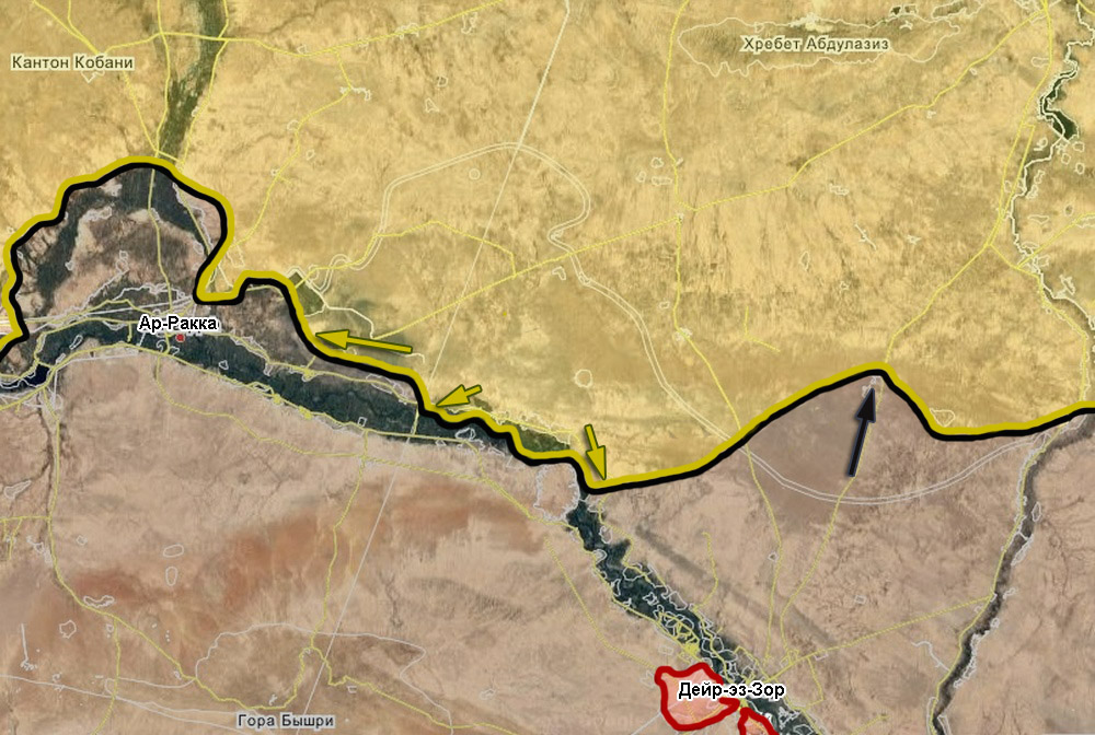 Курды продвигаются к Ракке с востока вдоль берега Евфрата