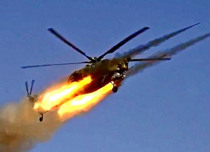 В Сирии засняли, как русский Ми-28 обрушил шквал ракет на боевиков в Хаме