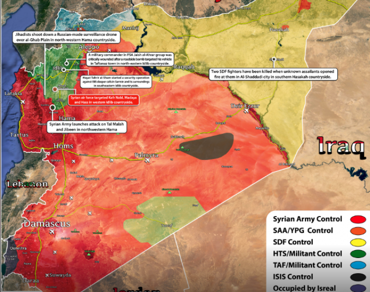 Арабские СМИ опубликовали новую подробную карту военных действий в Сирии