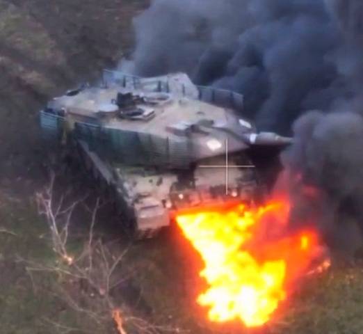 Leopard 2А6 ВСУ сожгли снарядом, не предназначенным для уничтожения танков