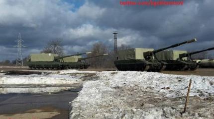 Новейшие гаубицы Коалиция-СВ приняли участие в репетиции парада