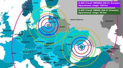 Украинские СМИ: Новые ракеты для С-400 в Крыму накрывают часть Европы