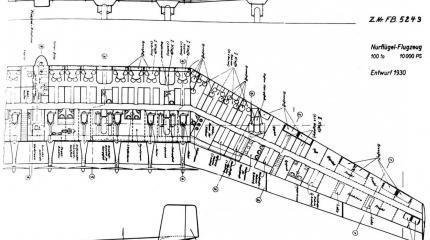 Проект 100-тонного самолета схемы «летающее крыло» компании Junkers Проект 100-тонного самолета схемы «летающее крыло» компании Junkers