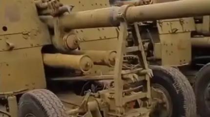 Уничтожена очень редкая в составе ВСУ советская 100-мм зенитная пушка КС-19