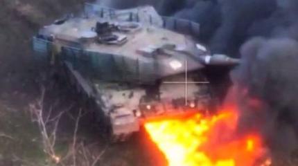 Leopard 2А6 ВСУ сожгли снарядом, не предназначенным для уничтожения танков