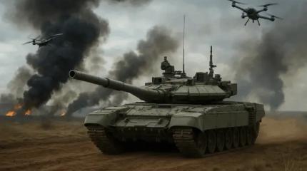 Крутой тандем: Т-90М благодаря дронам поразил дальнюю цель из-за холма