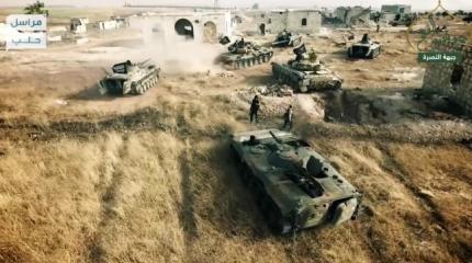 Дрон снял наступление боевиков южнее Алеппо Дрон снял наступление боевиков южнее Алеппо