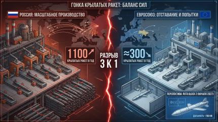 Россия наращивает выпуск крылатых ракет втрое быстрее всей Европы