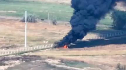 Украинская БМП Marder 1A3 загорелась после попадания двух дронов