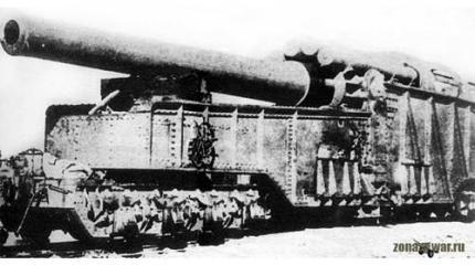 Американская 355-мм пушка М1919 на железнодорожном транспортере