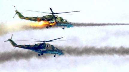 Кадры мощных ударов российских Ми-35 по боевикам США в Сирии Кадры мощных ударов российских Ми-35 по боевикам США в Сирии