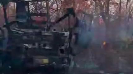 Дрон-камикадзе разнес вдребезги кабину вездехода Daewoo Novus