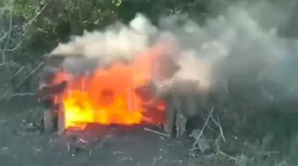 Российский дрон сжег огневую точку наемников из Литвы Российский дрон сжег огневую точку наемников из Литвы