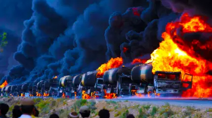 Иракская авиация сожгла конвой нефтевозов террористов