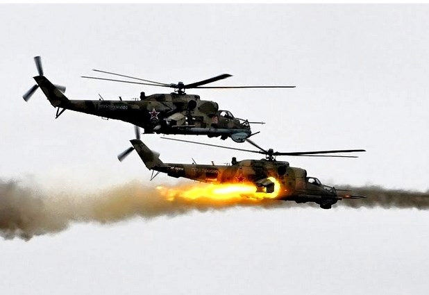 Российские Ми-24 утюжат боевиков на востоке Хомса