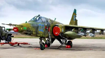 Су-25 загорелся на Украине на взлётной полосе