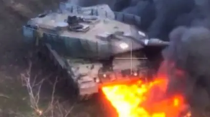 Leopard 2А6 ВСУ сожгли снарядом, не предназначенным для уничтожения танков