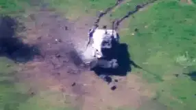 От удара "Герани" у "зенитного танка" Gepard оторвало одну из пушек