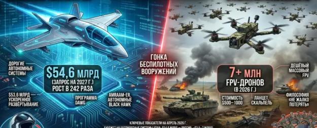 $54,6 млрд против 7 млн дронов: кто выигрывает гонку вооружений нового типа