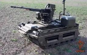 Гусеничные роботы "Курьер" уничтожают беспилотники ВСУ из 12,7-мм пулеметов