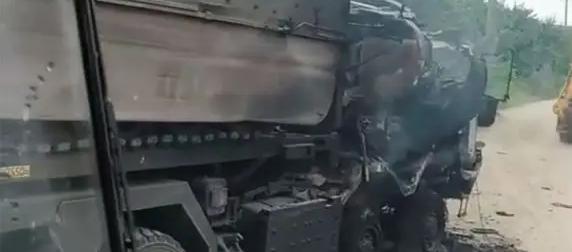 Украинский MAN HX 81 RMMV с полностью выгоревшей кабиной сняли на видео