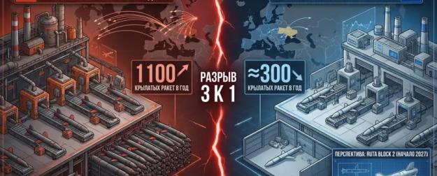 Россия наращивает выпуск крылатых ракет втрое быстрее всей Европы