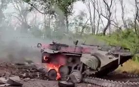 Российские бойцы уничтожили вражескую БМП-1 сброшенной с дрона миной