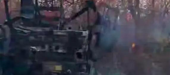 Дрон-камикадзе разнес вдребезги кабину вездехода Daewoo Novus