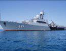 Флагман Каспийской флотилии вышел в море для проведения боевых стрельб