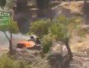 Подбитый сирийский танк Т-72 спасает свой экипаж