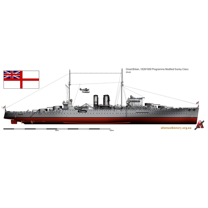 Проект тяжёлых крейсеров типа Суррей. Великобритания