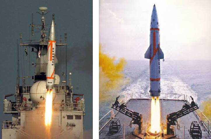 Индия провела успешные испытания баллистической ракеты «Дхануш» корабельного базирования