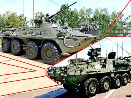 Российский БТР-82 против американского "Страйкера": схватка бронетранспортеров