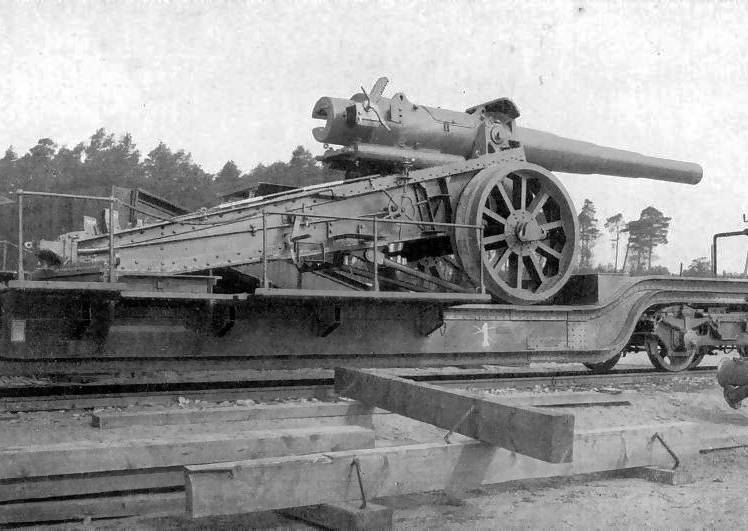 Германская 170-мм пушка L/40 на железнодорожном транспортере