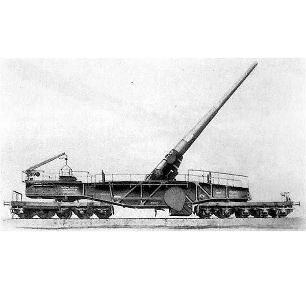 280-мм пушка "Neue Bruno" на железнодорожном транспортере