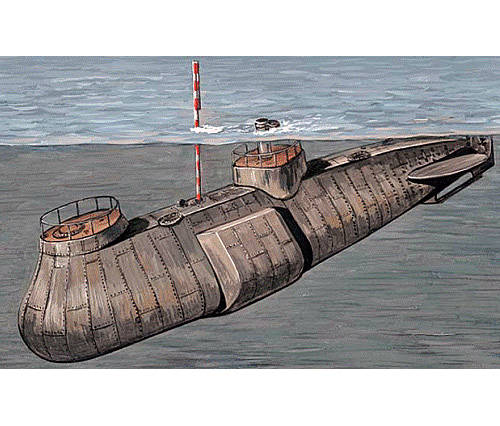 Первая российская подводная лодка с механическим приводом