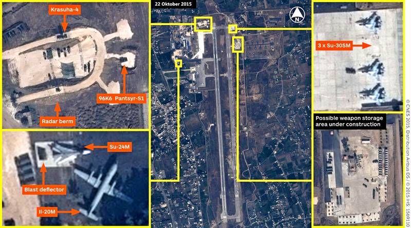 Российская авиабаза в Сирии на 22 октября. Спутниковая разведка