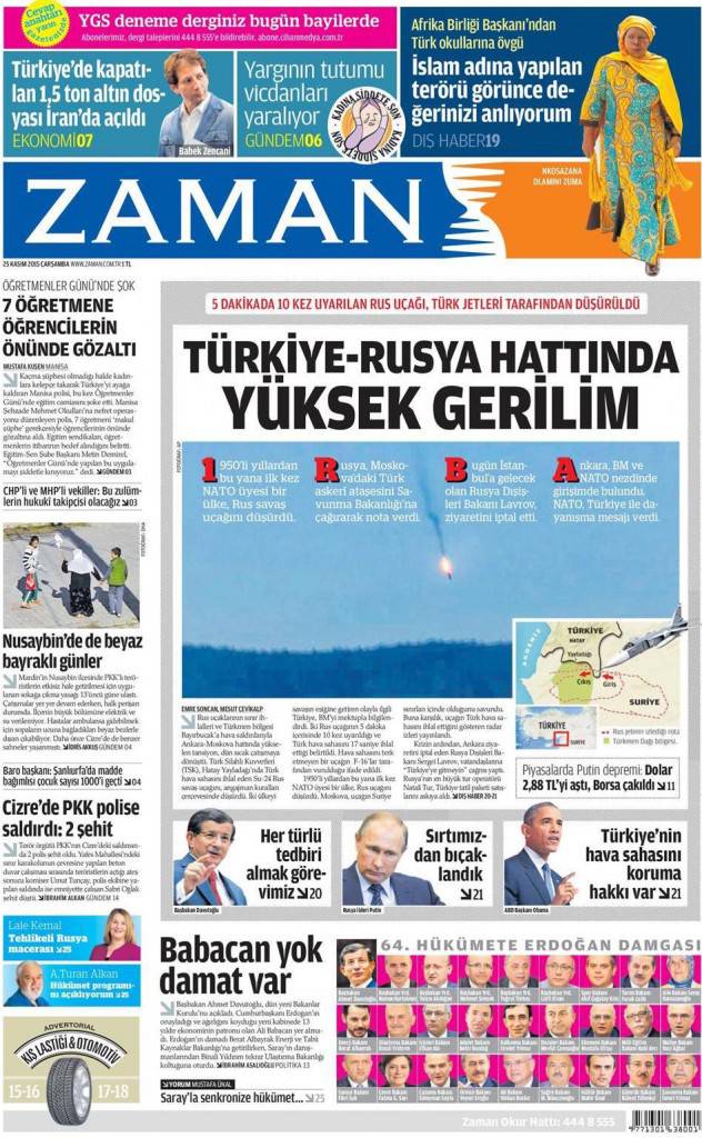 «За нами нет греха»: что пишет турецкая пресса о катастрофе Су-24