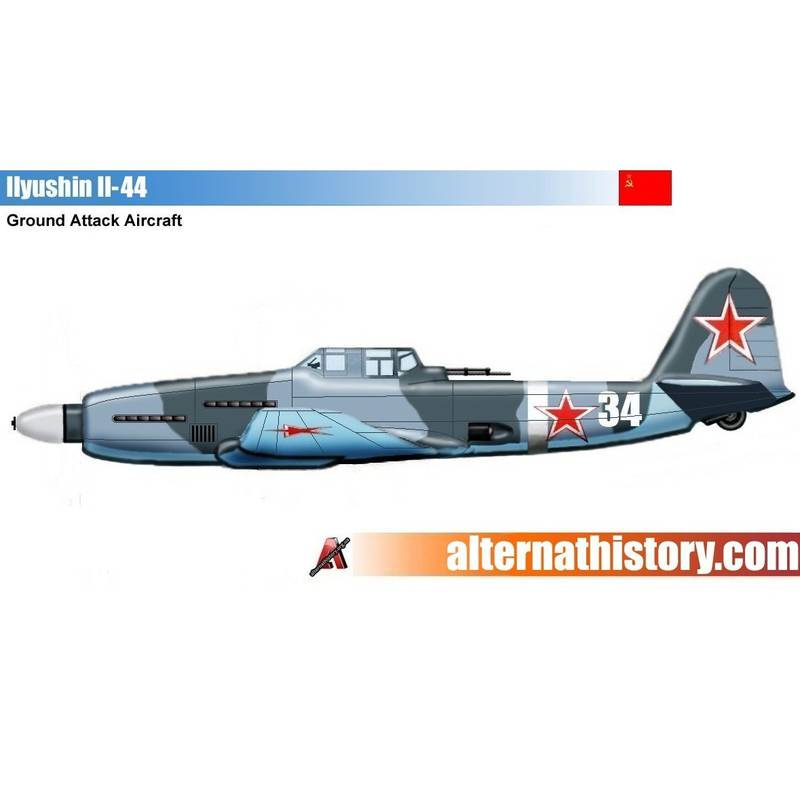 Проект штурмовика Ил-44. СССР. 1950 год