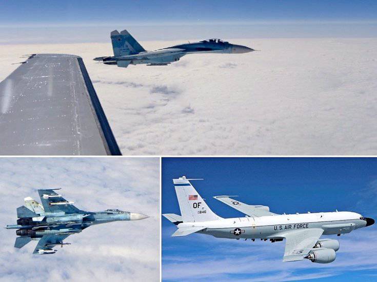 Су-27 показал RC-135 своё вооружение, а не фигуру высшего пилотажа