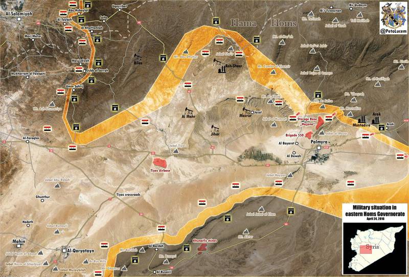 Сирийская армия подошла к авиабазе Т-3 восточнее Пальмиры