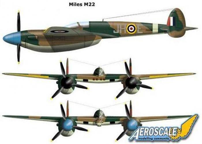 Проект истребителя Miles M.22. Великобритания. 1941 год