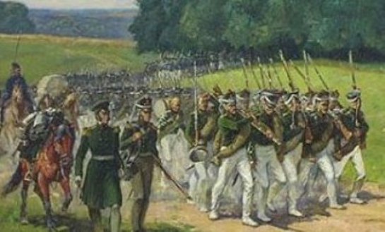 6 июня 1813 года. Корпус Воронцова ускоренным маршем движется к Деличу