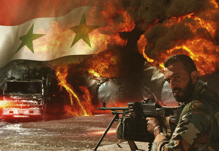 Сирийцы засняли сгоревший нефтяной конвой у столицы ДАИШ