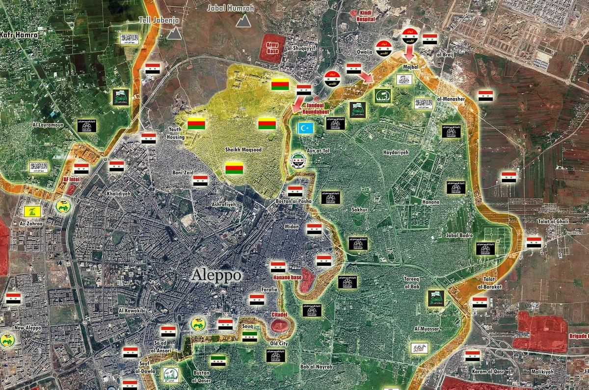 В Алеппо позиционные бои в Бустан аль-Баша и на окраине района Сахур